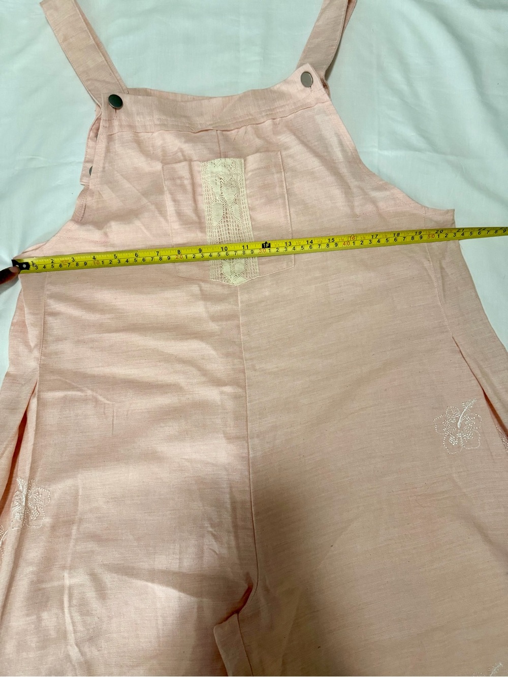 POL Light Pink Cotton Overall Jumpsuit with Lace Trim - Picture 3 of 7